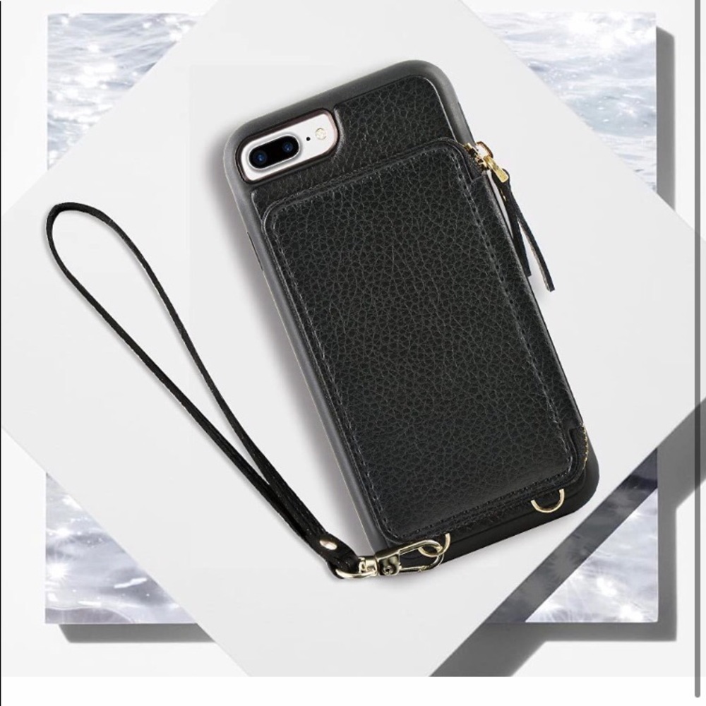 Phone 7 plus and iPhone 8 plus Wallet Case with Anti-lost Lanyard.